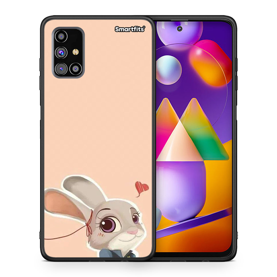 Θήκη Samsung M31s Nick Wilde And Judy Hopps Love 2 από τη Smartfits με σχέδιο στο πίσω μέρος και μαύρο περίβλημα | Samsung M31s Nick Wilde And Judy Hopps Love 2 case with colorful back and black bezels
