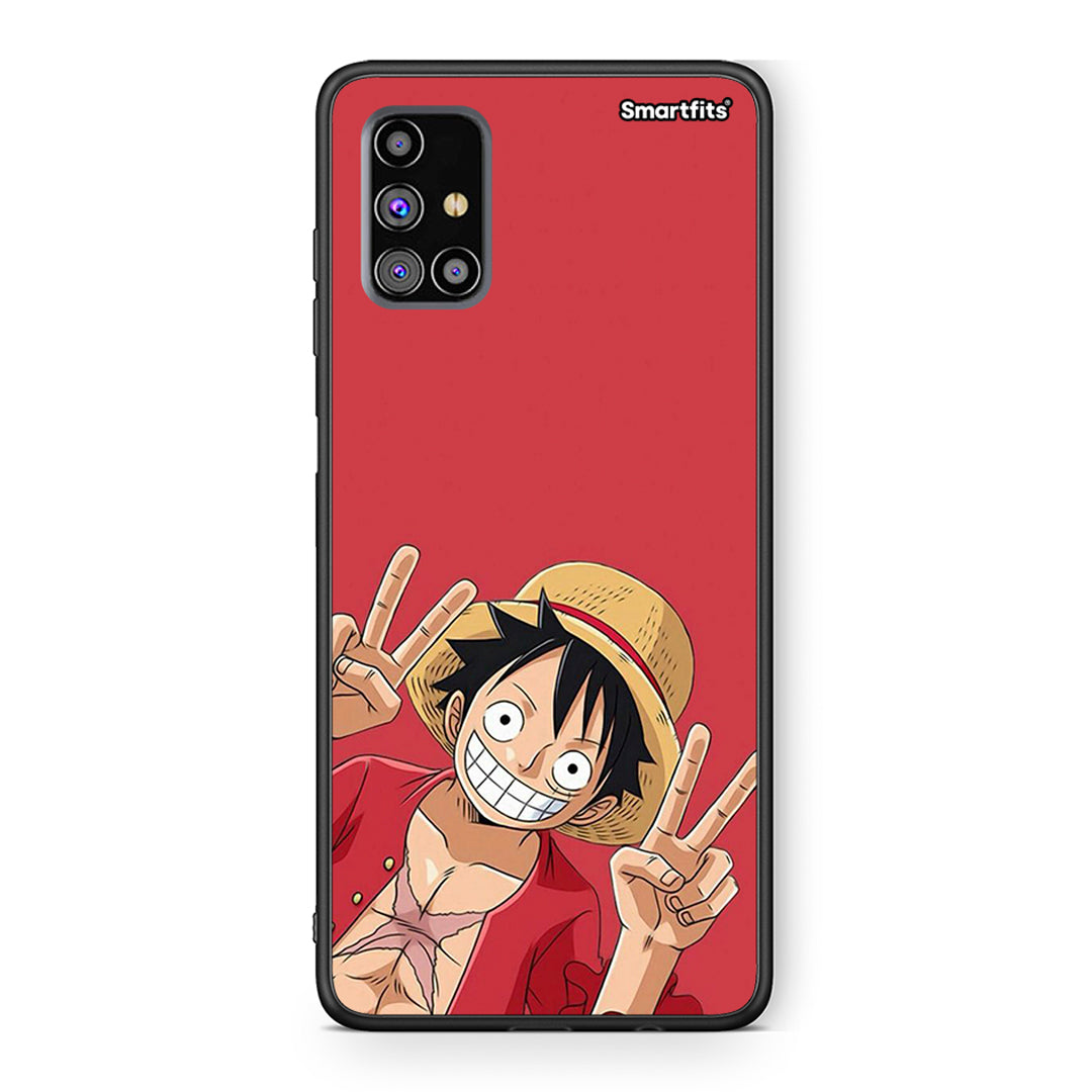 Samsung M31s Pirate Luffy Θήκη από τη Smartfits με σχέδιο στο πίσω μέρος και μαύρο περίβλημα | Smartphone case with colorful back and black bezels by Smartfits