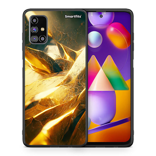 Θήκη Samsung M31s Real Gold από τη Smartfits με σχέδιο στο πίσω μέρος και μαύρο περίβλημα | Samsung M31s Real Gold case with colorful back and black bezels