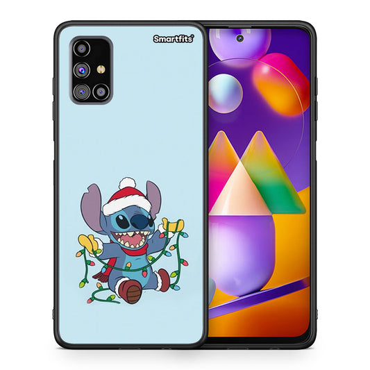 Θήκη Samsung M31s Santa Stich από τη Smartfits με σχέδιο στο πίσω μέρος και μαύρο περίβλημα | Samsung M31s Santa Stich case with colorful back and black bezels