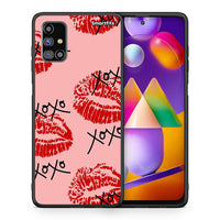 Thumbnail for Θήκη Samsung M31s XOXO Lips από τη Smartfits με σχέδιο στο πίσω μέρος και μαύρο περίβλημα | Samsung M31s XOXO Lips case with colorful back and black bezels