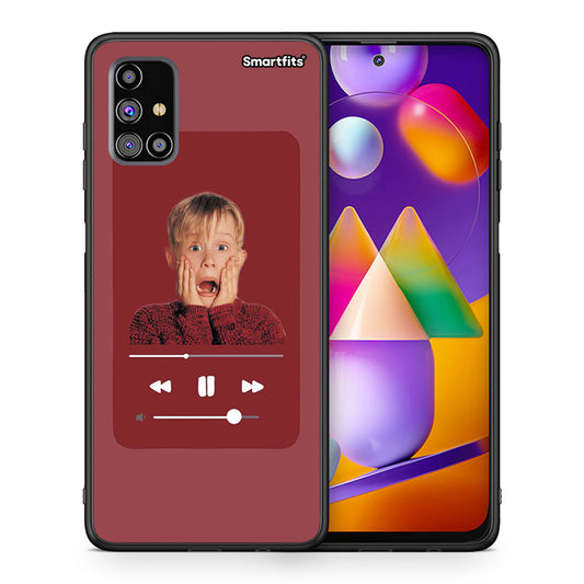 Θήκη Samsung M31s Xmas Alone Music από τη Smartfits με σχέδιο στο πίσω μέρος και μαύρο περίβλημα | Samsung M31s Xmas Alone Music case with colorful back and black bezels