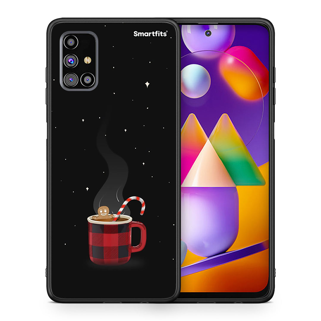 Θήκη Samsung M31s Xmas Bathing από τη Smartfits με σχέδιο στο πίσω μέρος και μαύρο περίβλημα | Samsung M31s Xmas Bathing case with colorful back and black bezels