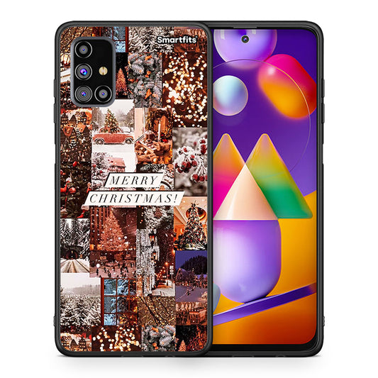 Θήκη Samsung M31s Xmas Collage από τη Smartfits με σχέδιο στο πίσω μέρος και μαύρο περίβλημα | Samsung M31s Xmas Collage case with colorful back and black bezels