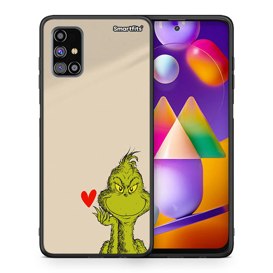 Θήκη Samsung M31s Xmas Grinch από τη Smartfits με σχέδιο στο πίσω μέρος και μαύρο περίβλημα | Samsung M31s Xmas Grinch case with colorful back and black bezels