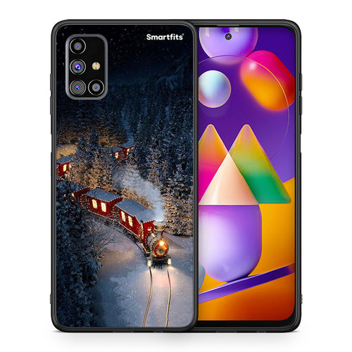 Θήκη Samsung M31s Xmas Train από τη Smartfits με σχέδιο στο πίσω μέρος και μαύρο περίβλημα | Samsung M31s Xmas Train case with colorful back and black bezels