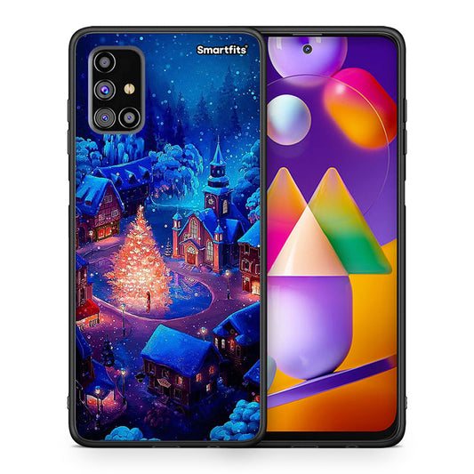 Θήκη Samsung M31s Xmas Village από τη Smartfits με σχέδιο στο πίσω μέρος και μαύρο περίβλημα | Samsung M31s Xmas Village case with colorful back and black bezels