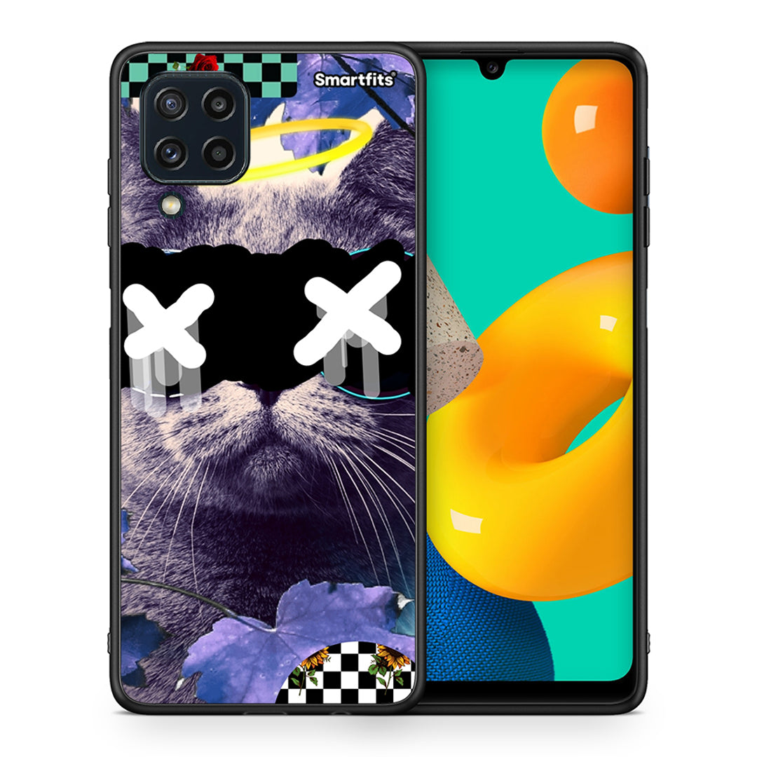 Θήκη Samsung M32 4G Cat Collage από τη Smartfits με σχέδιο στο πίσω μέρος και μαύρο περίβλημα | Samsung M32 4G Cat Collage case with colorful back and black bezels