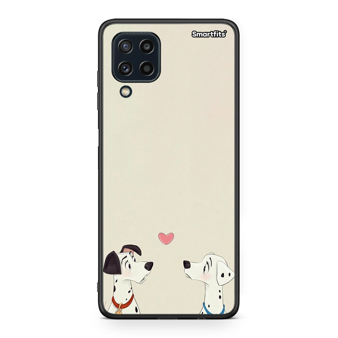 Samsung M32 4G Dalmatians Love θήκη από τη Smartfits με σχέδιο στο πίσω μέρος και μαύρο περίβλημα | Smartphone case with colorful back and black bezels by Smartfits