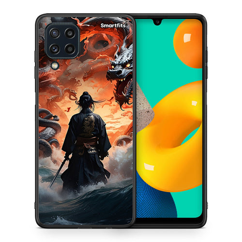 Θήκη Samsung M32 4G Dragons Fight από τη Smartfits με σχέδιο στο πίσω μέρος και μαύρο περίβλημα | Samsung M32 4G Dragons Fight case with colorful back and black bezels