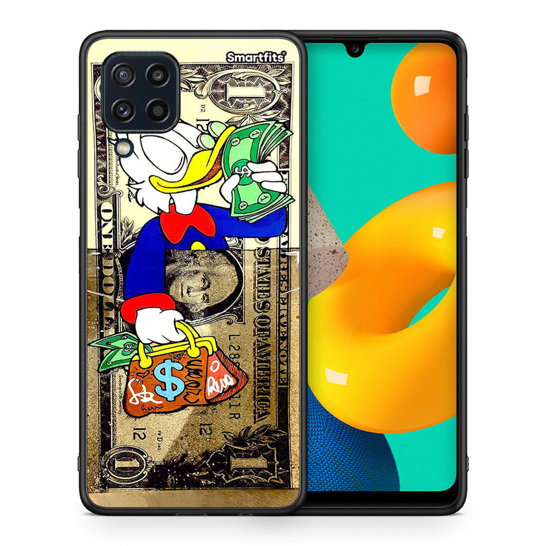 Θήκη Samsung M32 4G Duck Money από τη Smartfits με σχέδιο στο πίσω μέρος και μαύρο περίβλημα | Samsung M32 4G Duck Money case with colorful back and black bezels