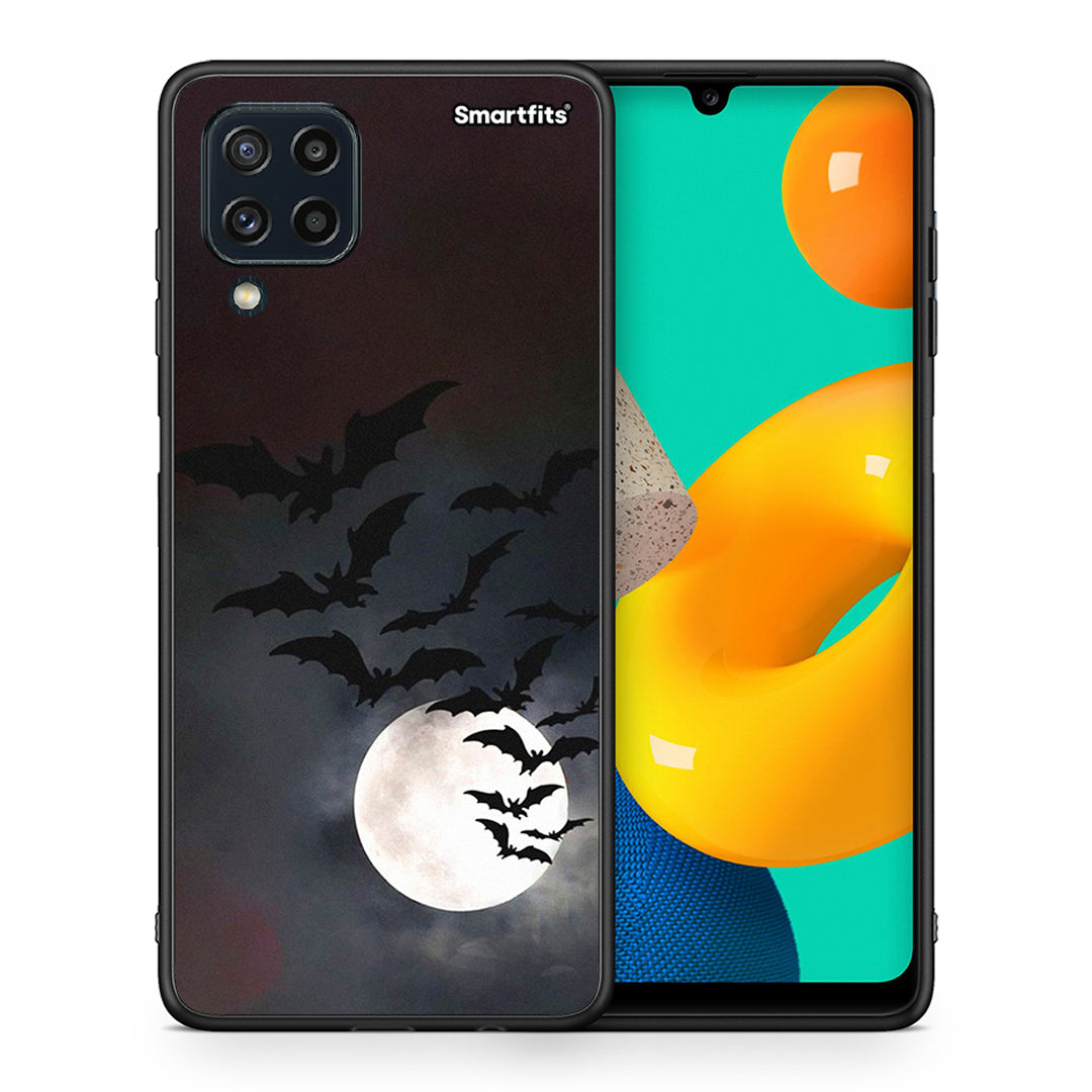 Θήκη Samsung M32 4G Halloween Bat Night από τη Smartfits με σχέδιο στο πίσω μέρος και μαύρο περίβλημα | Samsung M32 4G Halloween Bat Night case with colorful back and black bezels