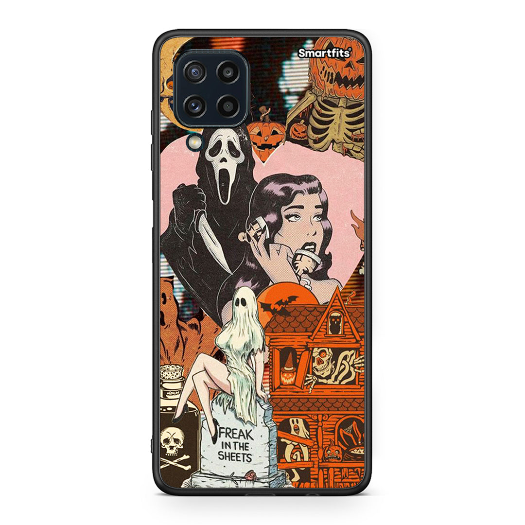 Samsung M32 4G Halloween Collage Θήκη από τη Smartfits με σχέδιο στο πίσω μέρος και μαύρο περίβλημα | Smartphone case with colorful back and black bezels by Smartfits