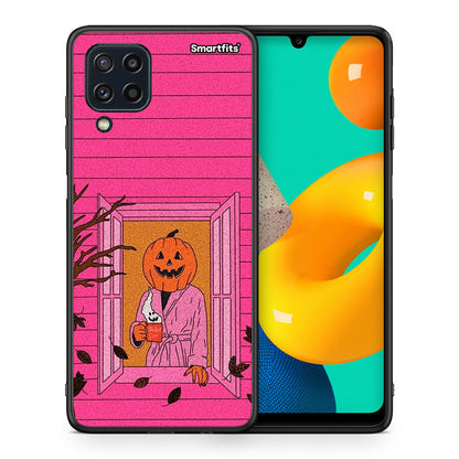 Θήκη Samsung M32 4G Halloween Pumpkin Lady από τη Smartfits με σχέδιο στο πίσω μέρος και μαύρο περίβλημα | Samsung M32 4G Halloween Pumpkin Lady case with colorful back and black bezels