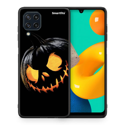 Θήκη Samsung M32 4G Halloween Scary Pumpkin από τη Smartfits με σχέδιο στο πίσω μέρος και μαύρο περίβλημα | Samsung M32 4G Halloween Scary Pumpkin case with colorful back and black bezels