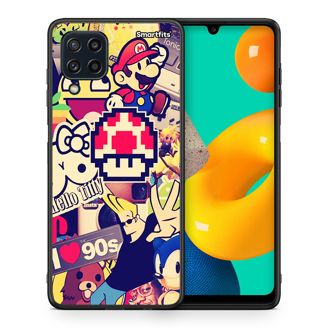 Θήκη Samsung M32 4G Love The 90s από τη Smartfits με σχέδιο στο πίσω μέρος και μαύρο περίβλημα | Samsung M32 4G Love The 90s case with colorful back and black bezels