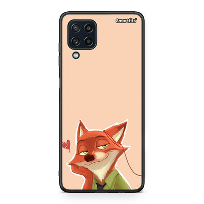 Samsung M32 4G Nick Wilde And Judy Hopps Love 1 θήκη από τη Smartfits με σχέδιο στο πίσω μέρος και μαύρο περίβλημα | Smartphone case with colorful back and black bezels by Smartfits