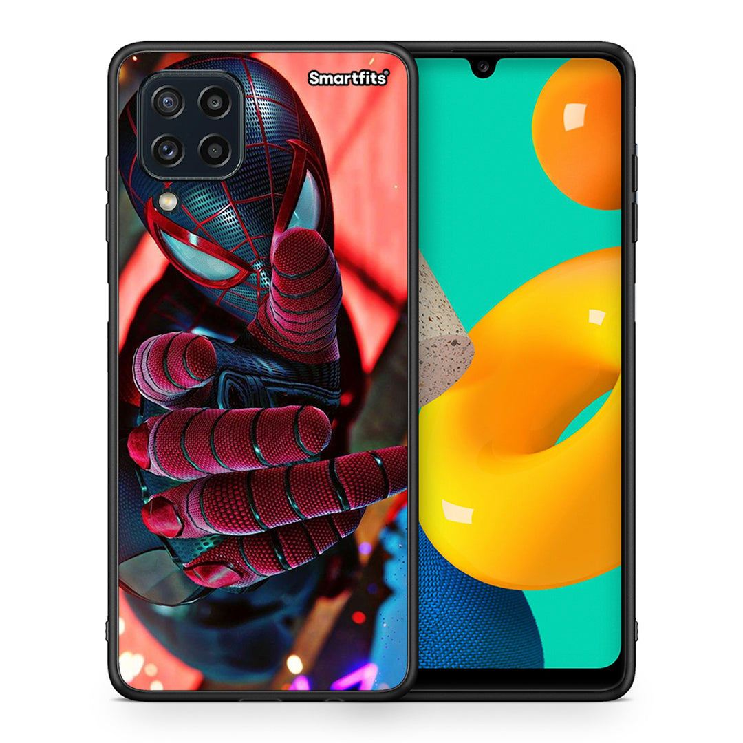 Θήκη Samsung M32 4G Spider Hand από τη Smartfits με σχέδιο στο πίσω μέρος και μαύρο περίβλημα | Samsung M32 4G Spider Hand case with colorful back and black bezels