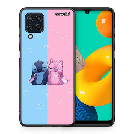 Θήκη Samsung M32 4G Stitch And Angel από τη Smartfits με σχέδιο στο πίσω μέρος και μαύρο περίβλημα | Samsung M32 4G Stitch And Angel case with colorful back and black bezels