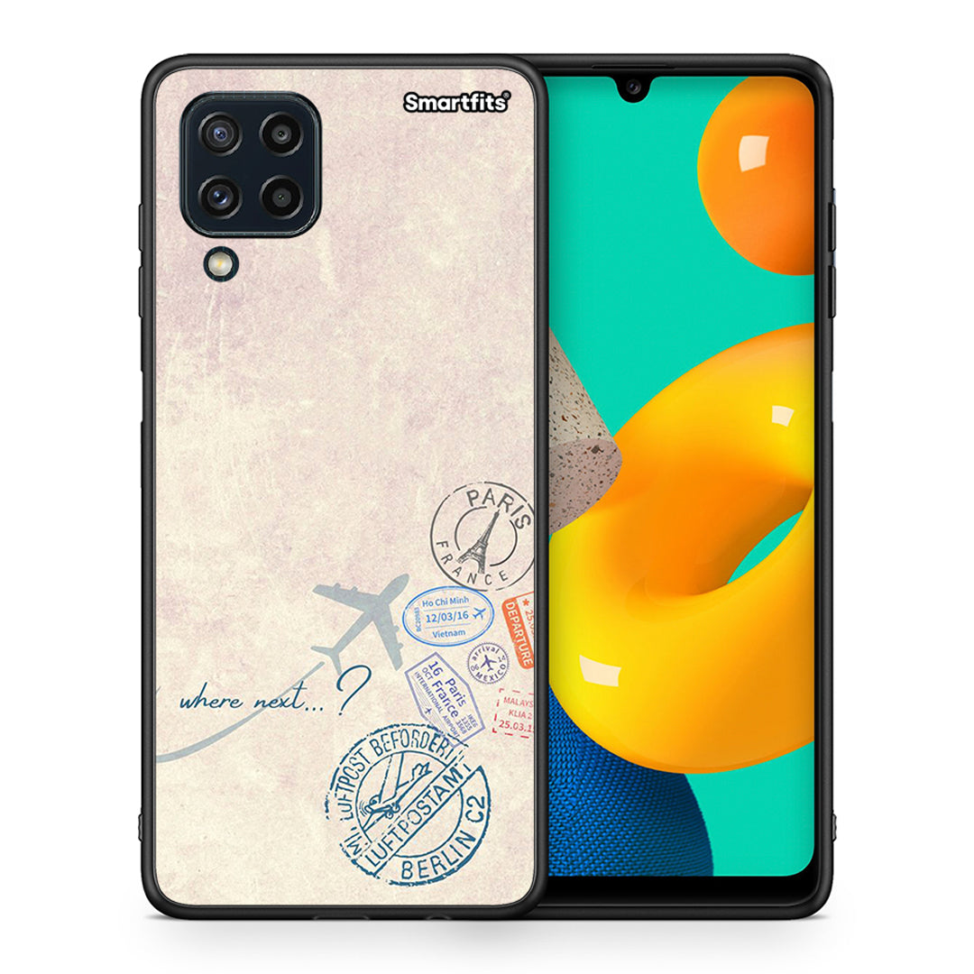 Θήκη Samsung M32 4G Where Next από τη Smartfits με σχέδιο στο πίσω μέρος και μαύρο περίβλημα | Samsung M32 4G Where Next case with colorful back and black bezels