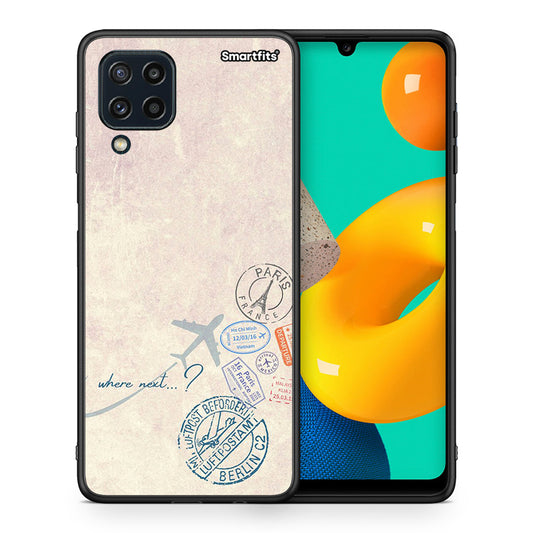 Θήκη Samsung M32 4G Where Next από τη Smartfits με σχέδιο στο πίσω μέρος και μαύρο περίβλημα | Samsung M32 4G Where Next case with colorful back and black bezels