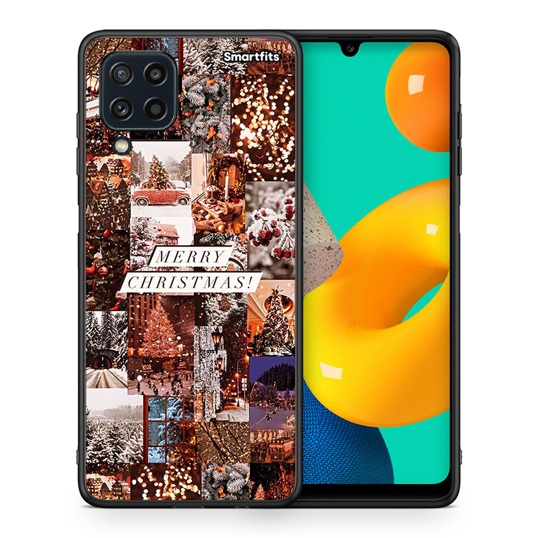 Θήκη Samsung M32 4G Xmas Collage από τη Smartfits με σχέδιο στο πίσω μέρος και μαύρο περίβλημα | Samsung M32 4G Xmas Collage case with colorful back and black bezels