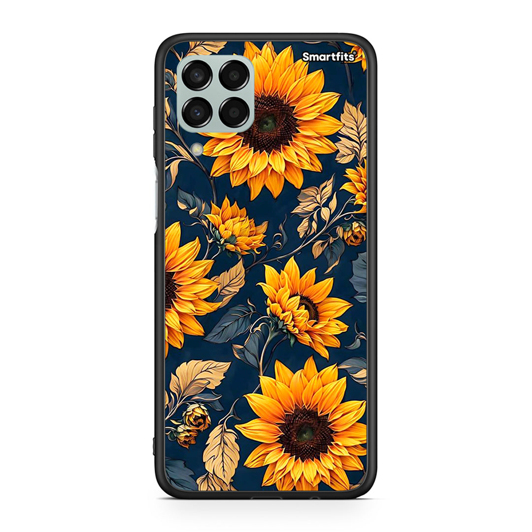 Samsung M33 Autumn Sunflowers θήκη από τη Smartfits με σχέδιο στο πίσω μέρος και μαύρο περίβλημα | Smartphone case with colorful back and black bezels by Smartfits