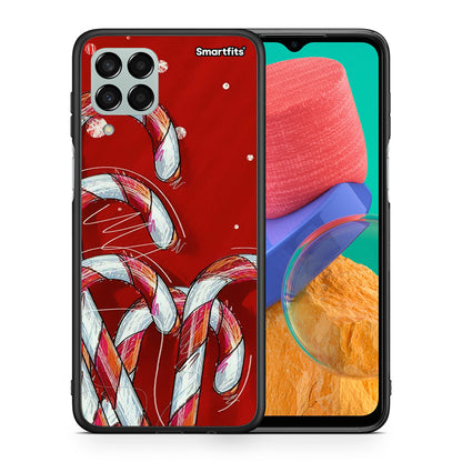 Θήκη Samsung M33 Candy Cane από τη Smartfits με σχέδιο στο πίσω μέρος και μαύρο περίβλημα | Samsung M33 Candy Cane case with colorful back and black bezels