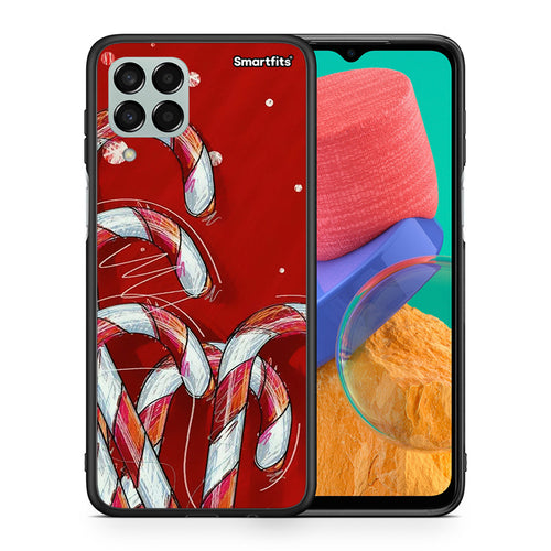 Θήκη Samsung M33 Candy Cane από τη Smartfits με σχέδιο στο πίσω μέρος και μαύρο περίβλημα | Samsung M33 Candy Cane case with colorful back and black bezels