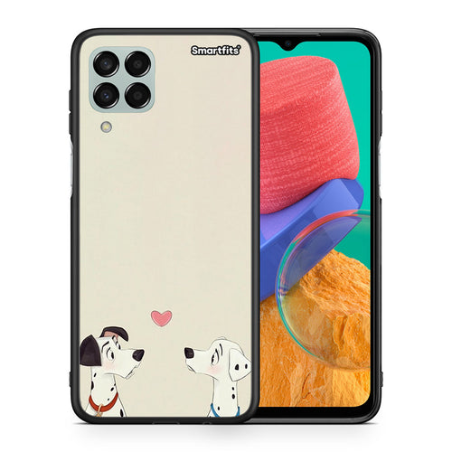 Θήκη Samsung M33 Dalmatians Love από τη Smartfits με σχέδιο στο πίσω μέρος και μαύρο περίβλημα | Samsung M33 Dalmatians Love case with colorful back and black bezels