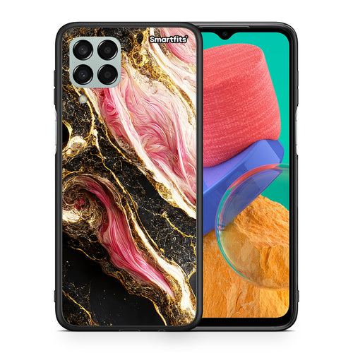 Θήκη Samsung M33 Glamorous Pink Marble από τη Smartfits με σχέδιο στο πίσω μέρος και μαύρο περίβλημα | Samsung M33 Glamorous Pink Marble case with colorful back and black bezels