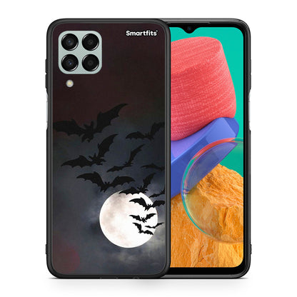 Θήκη Samsung M33 Halloween Bat Night από τη Smartfits με σχέδιο στο πίσω μέρος και μαύρο περίβλημα | Samsung M33 Halloween Bat Night case with colorful back and black bezels