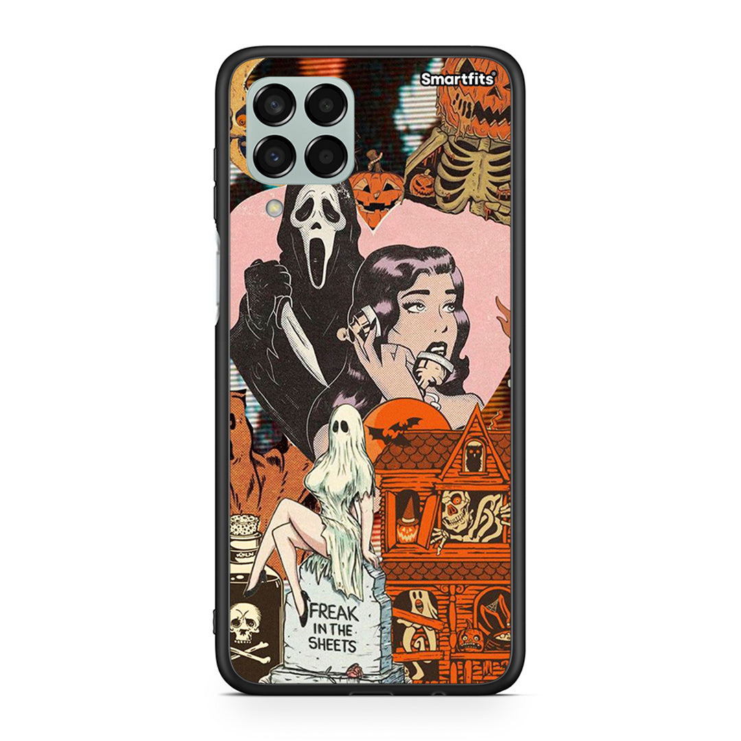 Samsung M33 Halloween Collage θήκη από τη Smartfits με σχέδιο στο πίσω μέρος και μαύρο περίβλημα | Smartphone case with colorful back and black bezels by Smartfits