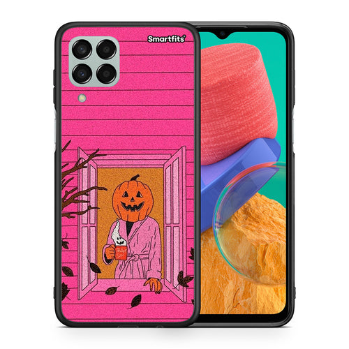 Θήκη Samsung M33 Halloween Pumpkin Lady από τη Smartfits με σχέδιο στο πίσω μέρος και μαύρο περίβλημα | Samsung M33 Halloween Pumpkin Lady case with colorful back and black bezels