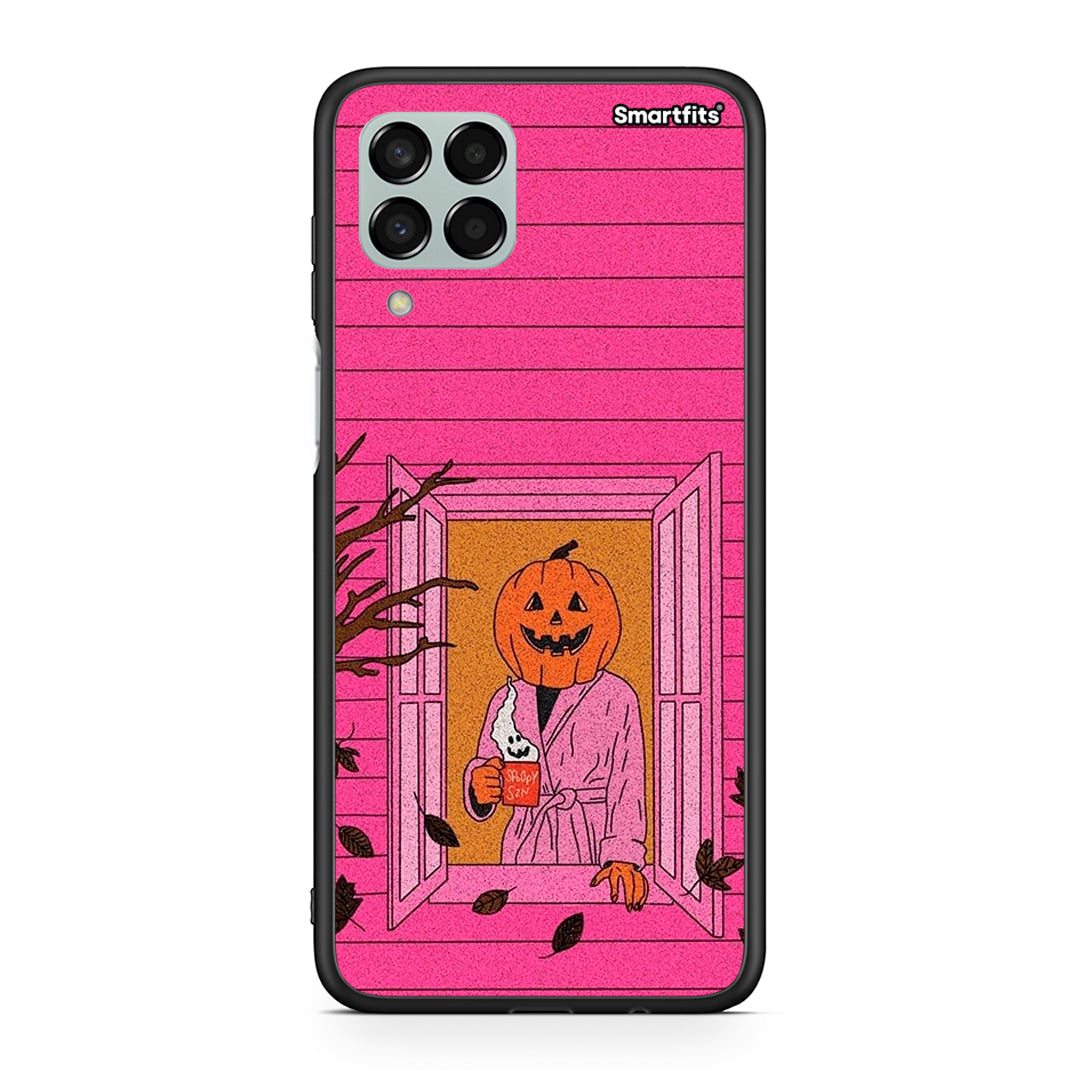 Samsung M33 Halloween Pumpkin Lady θήκη από τη Smartfits με σχέδιο στο πίσω μέρος και μαύρο περίβλημα | Smartphone case with colorful back and black bezels by Smartfits
