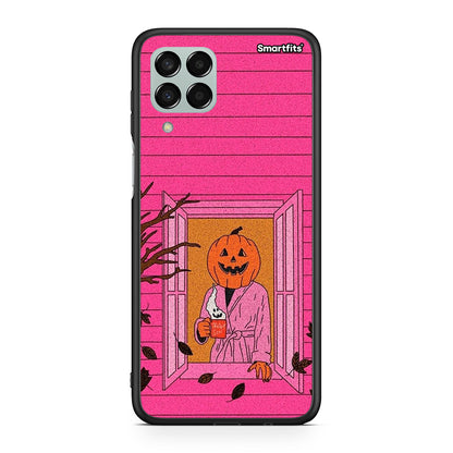 Samsung M33 Halloween Pumpkin Lady θήκη από τη Smartfits με σχέδιο στο πίσω μέρος και μαύρο περίβλημα | Smartphone case with colorful back and black bezels by Smartfits