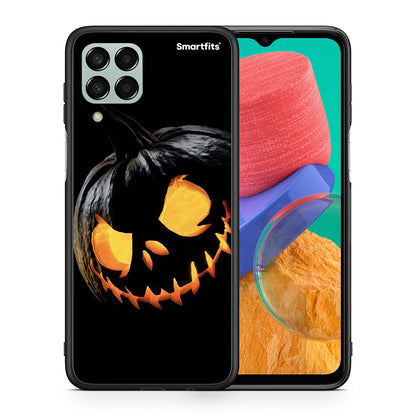 Θήκη Samsung M33 Halloween Scary Pumpkin από τη Smartfits με σχέδιο στο πίσω μέρος και μαύρο περίβλημα | Samsung M33 Halloween Scary Pumpkin case with colorful back and black bezels