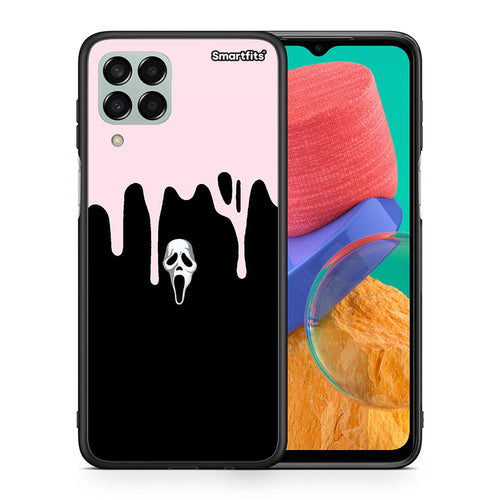 Θήκη Samsung M33 Melting Halloween Mask από τη Smartfits με σχέδιο στο πίσω μέρος και μαύρο περίβλημα | Samsung M33 Melting Halloween Mask case with colorful back and black bezels