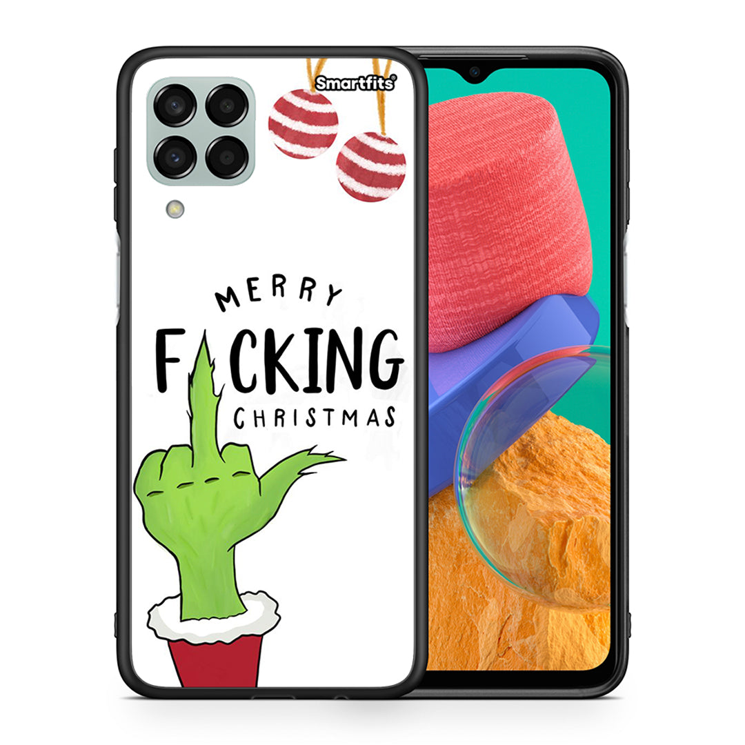 Θήκη Samsung M33 Merry F Xmas από τη Smartfits με σχέδιο στο πίσω μέρος και μαύρο περίβλημα | Samsung M33 Merry F Xmas case with colorful back and black bezels