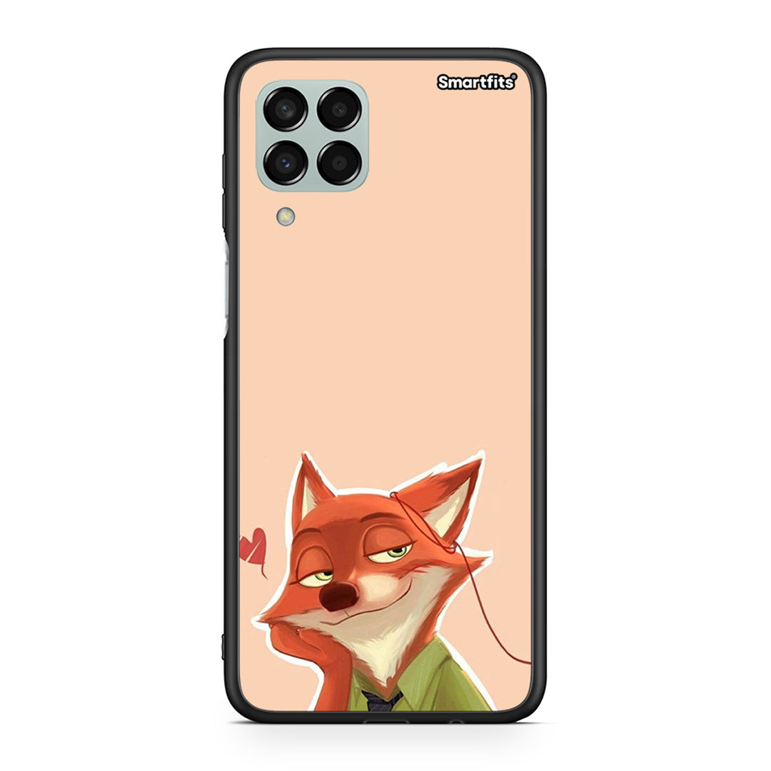 Samsung M33 Nick Wilde And Judy Hopps Love 1 θήκη από τη Smartfits με σχέδιο στο πίσω μέρος και μαύρο περίβλημα | Smartphone case with colorful back and black bezels by Smartfits