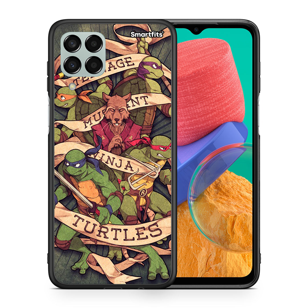 Θήκη Samsung M33 Ninja Turtles από τη Smartfits με σχέδιο στο πίσω μέρος και μαύρο περίβλημα | Samsung M33 Ninja Turtles case with colorful back and black bezels