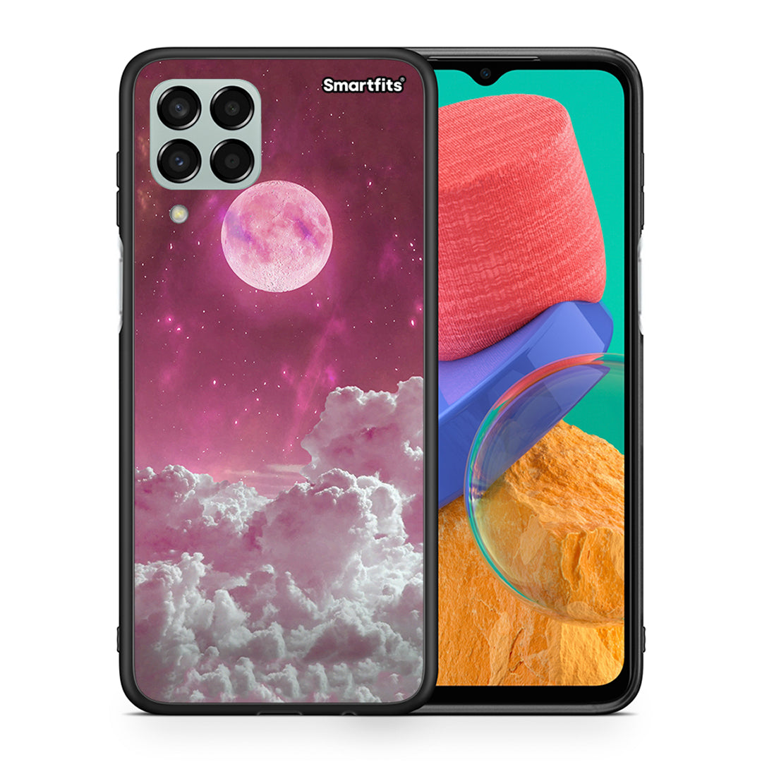 Θήκη Samsung M33 Pink Moon από τη Smartfits με σχέδιο στο πίσω μέρος και μαύρο περίβλημα | Samsung M33 Pink Moon case with colorful back and black bezels