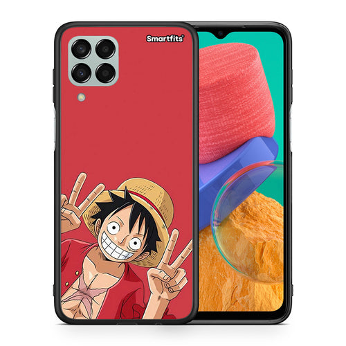 Θήκη Samsung M33 Pirate Luffy από τη Smartfits με σχέδιο στο πίσω μέρος και μαύρο περίβλημα | Samsung M33 Pirate Luffy case with colorful back and black bezels