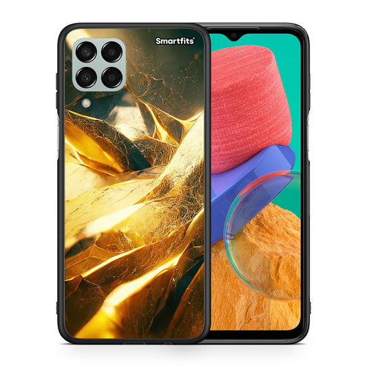 Θήκη Samsung M33 Real Gold από τη Smartfits με σχέδιο στο πίσω μέρος και μαύρο περίβλημα | Samsung M33 Real Gold case with colorful back and black bezels