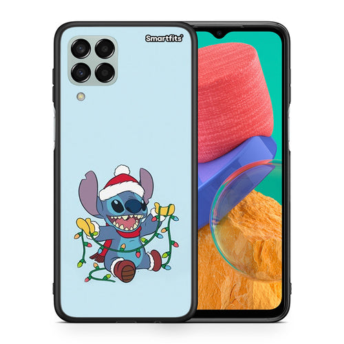 Θήκη Samsung M33 Santa Stich από τη Smartfits με σχέδιο στο πίσω μέρος και μαύρο περίβλημα | Samsung M33 Santa Stich case with colorful back and black bezels