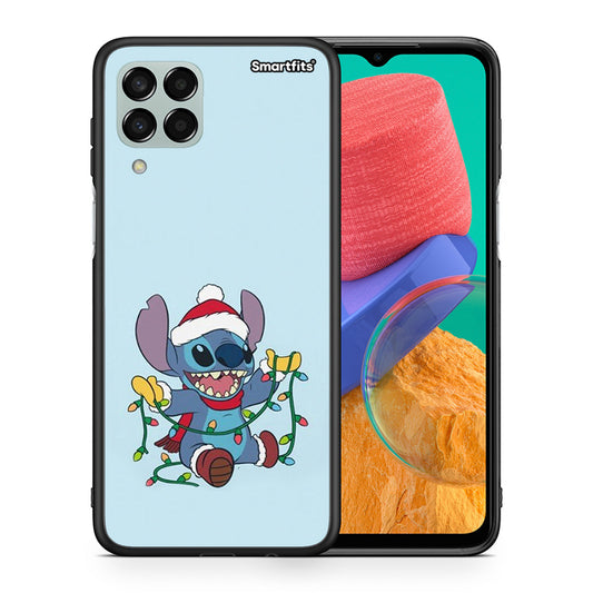Θήκη Samsung M33 Santa Stich από τη Smartfits με σχέδιο στο πίσω μέρος και μαύρο περίβλημα | Samsung M33 Santa Stich case with colorful back and black bezels