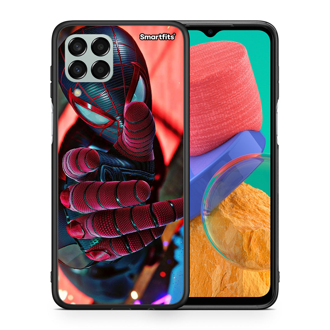Θήκη Samsung M33 Spider Hand από τη Smartfits με σχέδιο στο πίσω μέρος και μαύρο περίβλημα | Samsung M33 Spider Hand case with colorful back and black bezels
