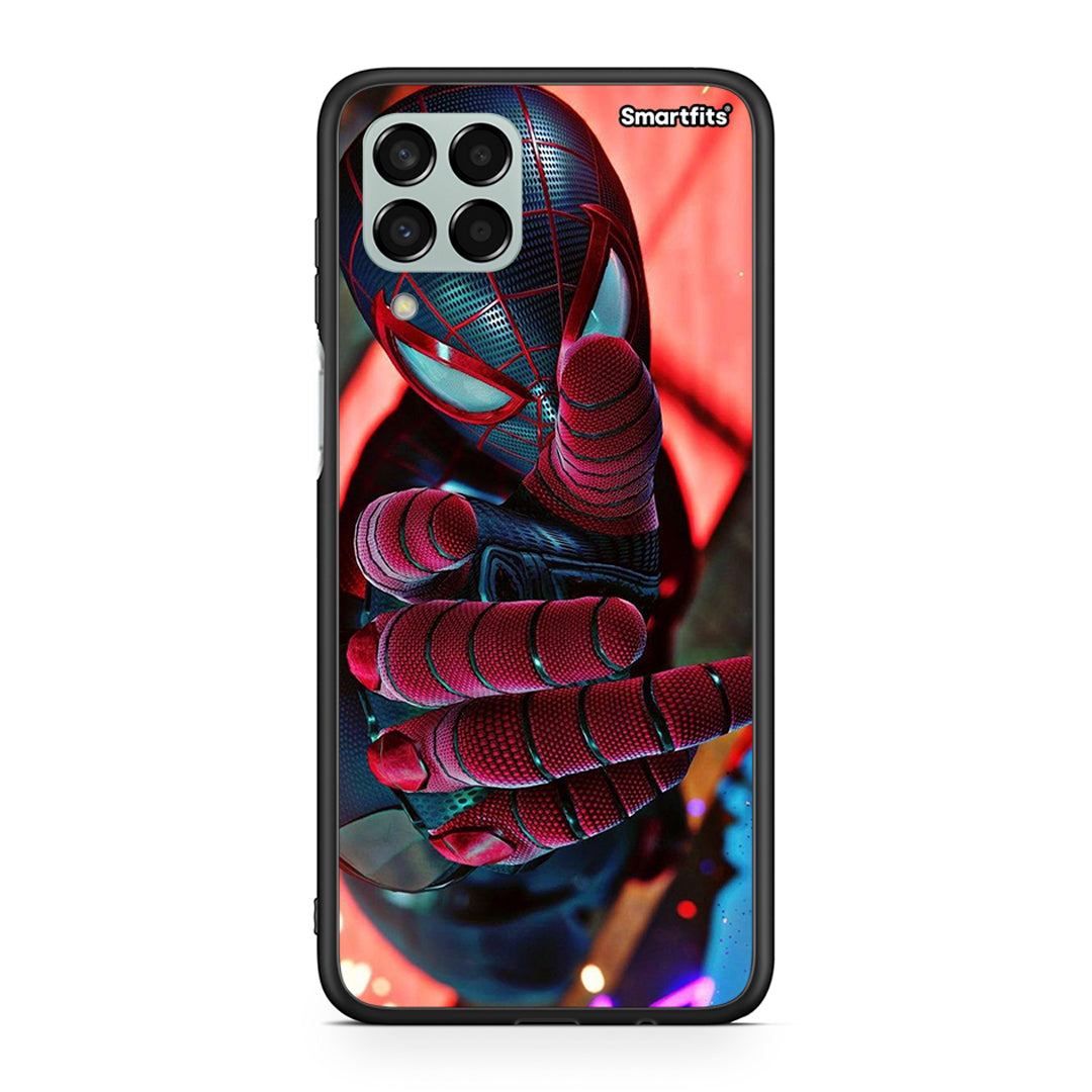 Samsung M33 Spider Hand θήκη από τη Smartfits με σχέδιο στο πίσω μέρος και μαύρο περίβλημα | Smartphone case with colorful back and black bezels by Smartfits