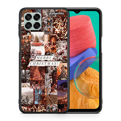 Θήκη Samsung M33 Xmas Collage από τη Smartfits με σχέδιο στο πίσω μέρος και μαύρο περίβλημα | Samsung M33 Xmas Collage case with colorful back and black bezels