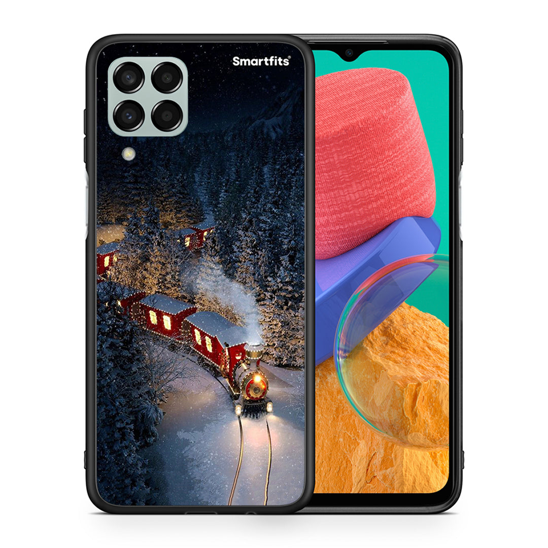 Θήκη Samsung M33 Xmas Train από τη Smartfits με σχέδιο στο πίσω μέρος και μαύρο περίβλημα | Samsung M33 Xmas Train case with colorful back and black bezels